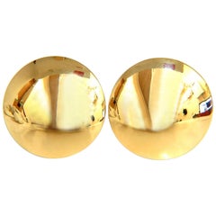 18 Karat Gold High Shine Domed Clip Earrings