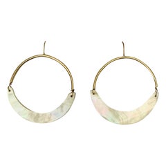 18 Karat Gold Hoop Earring with Mother of Pearl