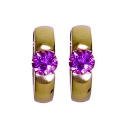 18 Karat Gold Hoop Earrings with Amethyst