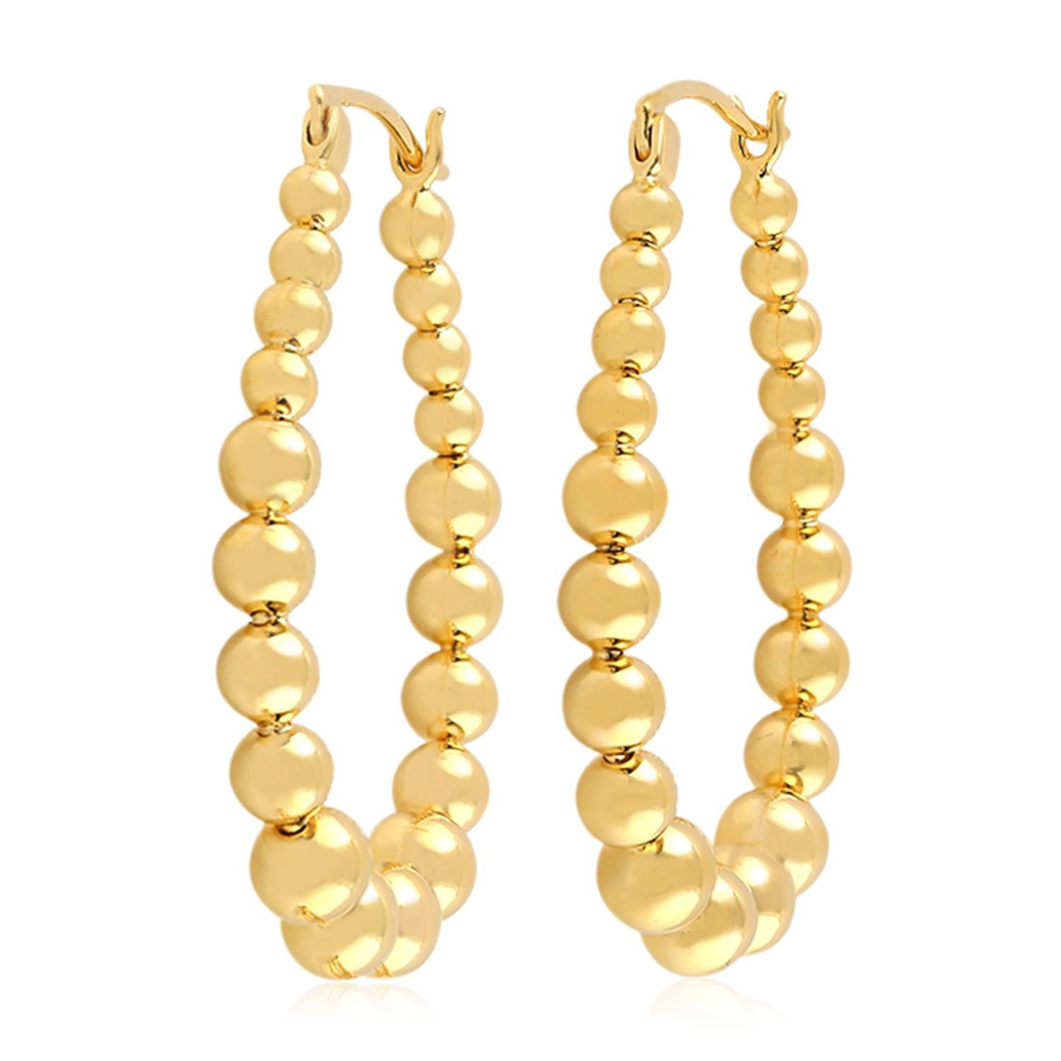 Contemporary 18 Karat Gold Hoop Sphere Earrings For Sale
