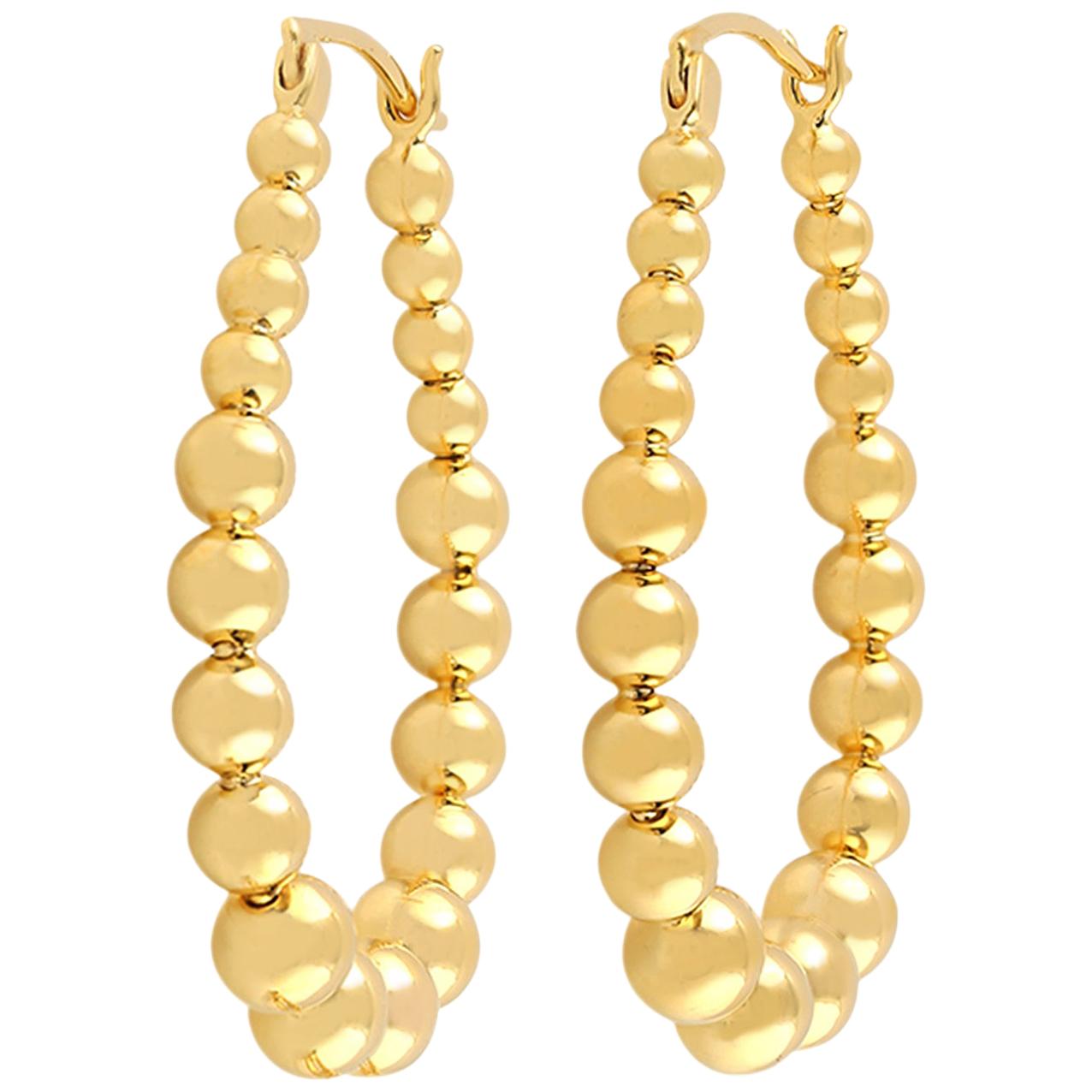 18 Karat Gold Hoop Sphere Earrings