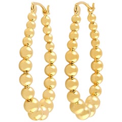 18 Karat Gold Hoop Sphere Earrings