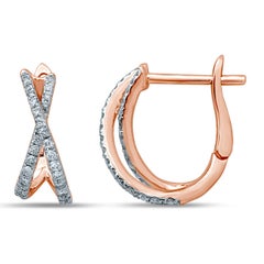 Diamond  Hoop 18 Karat Gold X Earrings