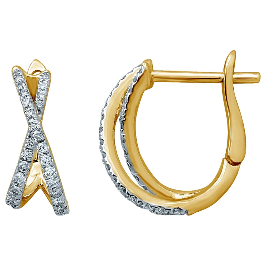 Diamond  Hoop 18 Karat Gold X Earrings