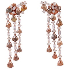 Boucles d'oreilles glaçon en or 18 carats avec diamants fantaisie de 10,25 carats