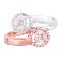 18 Karat Gold "Illusion-Set" Diamond Two-Tone Fashion Ring