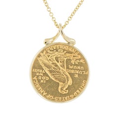 18 Karat Gold Indischer Kopf $2.50 Quarz Adler Münze Halskette von Michael Bondanza