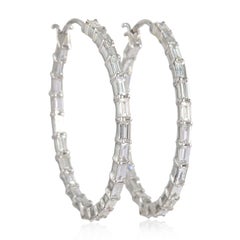 18 Karat Gold Inside Out Baguette Diamond Hoop Earrings