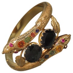Antique 18 Karat Gold Jeweled Snake Bracelet