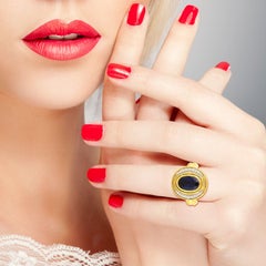 18 Karat Gold Kyanite Diamond Cocktail Ring