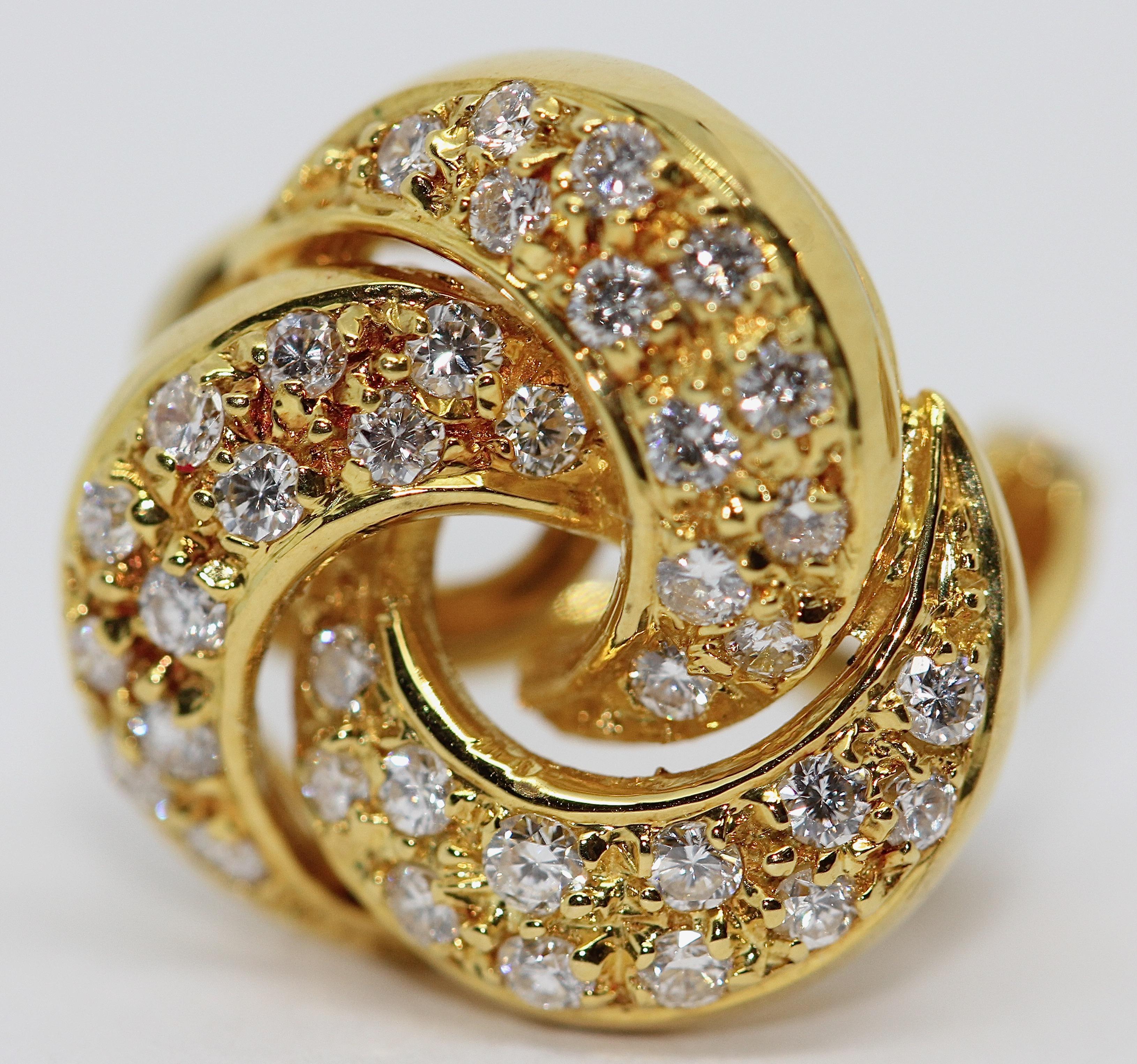 Round Cut 18 Karat Gold Ladies Diamond Earrings by Türler
