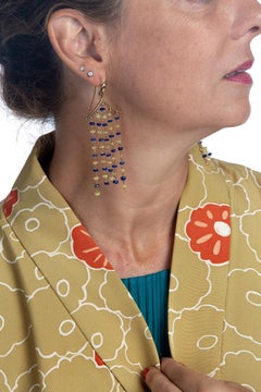 18 Karat Gold Lapilazuli Opal Pagoda Earrings