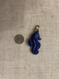 18 Karat gold Lapis Lazuli double sided Seahorse pendant