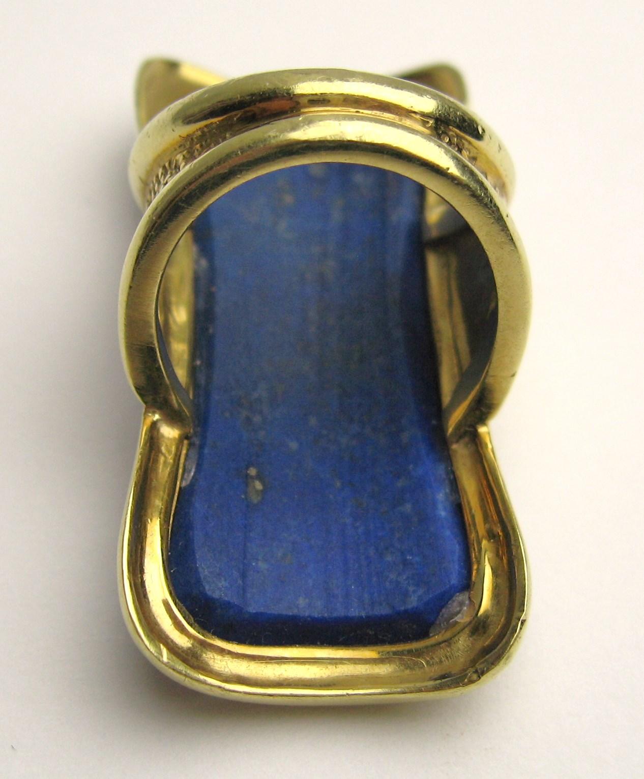 18 Karat Gold Lapislazuli-Ring Modernistischer rechteckiger Ring  im Angebot 6