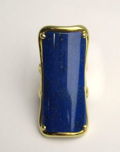 18 Karat Gold Lapis Lazuli Ring Modernist Rectangle