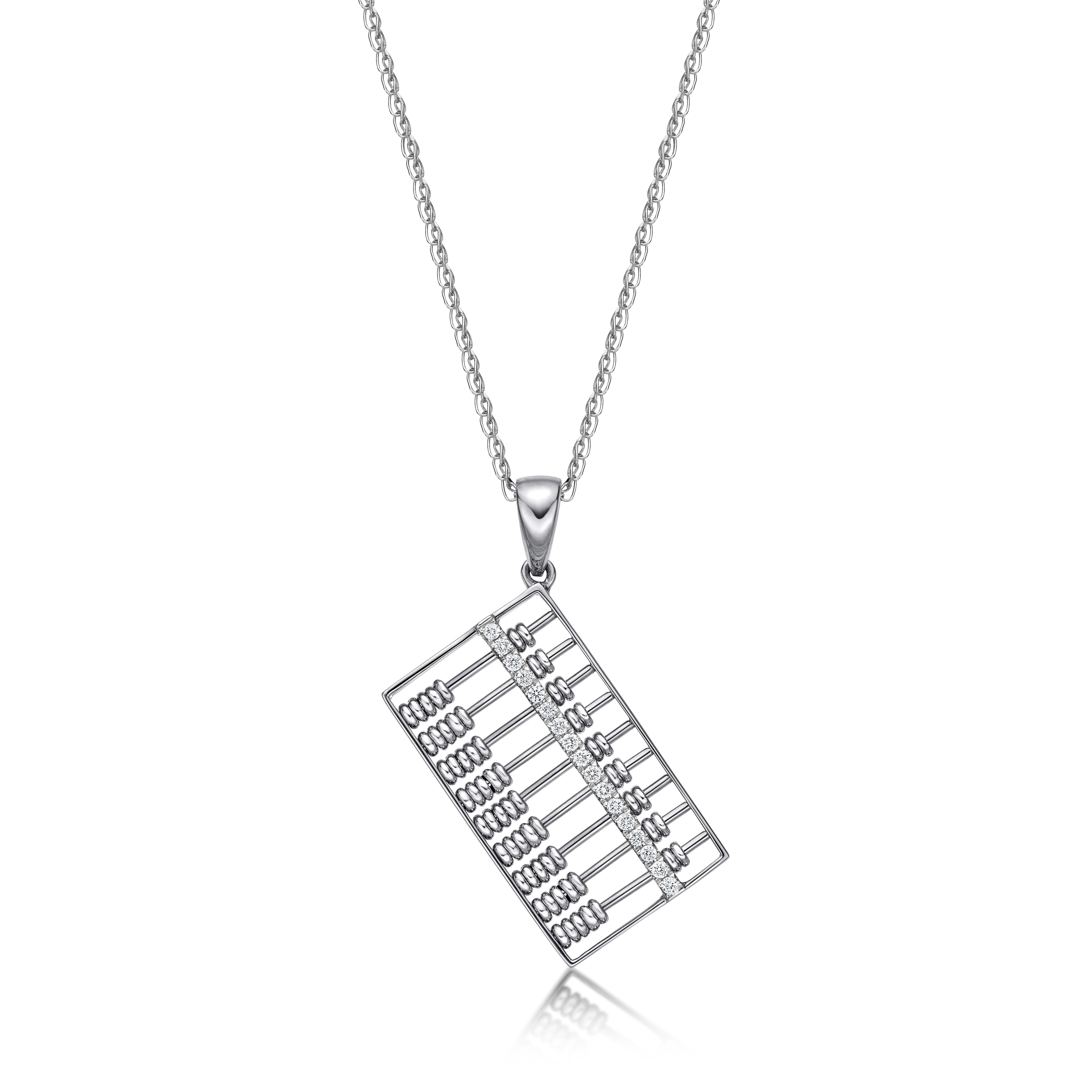 Contemporain Collier en or 18 carats avec pendentif en diamant Abacus de grande taille en vente