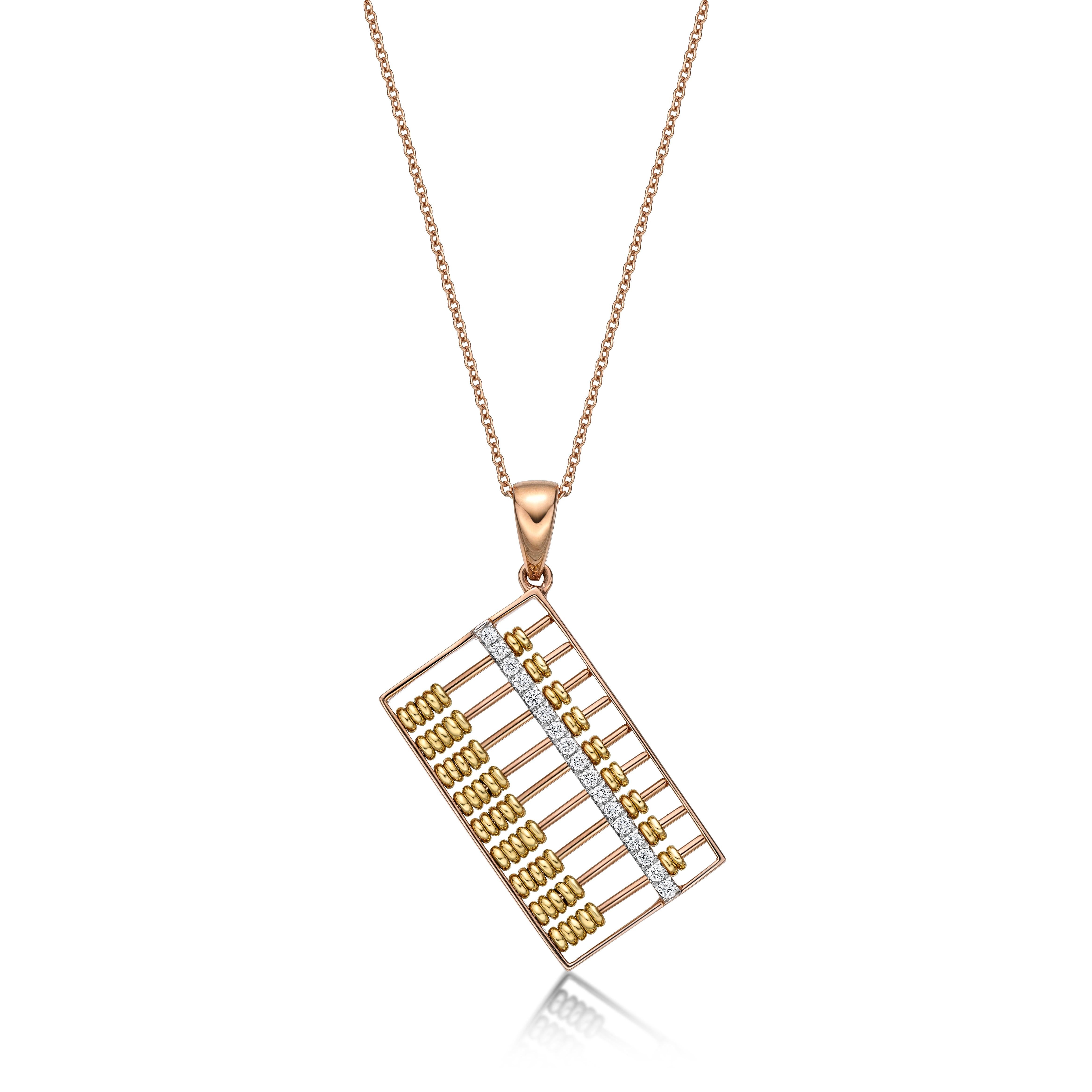 Contemporain Collier en or 18 carats avec pendentif en diamant Abacus de grande taille en vente