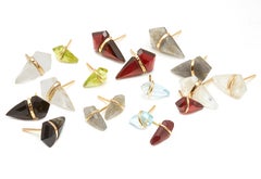 18 Karat Gold Large Moonstone Stud Earrings