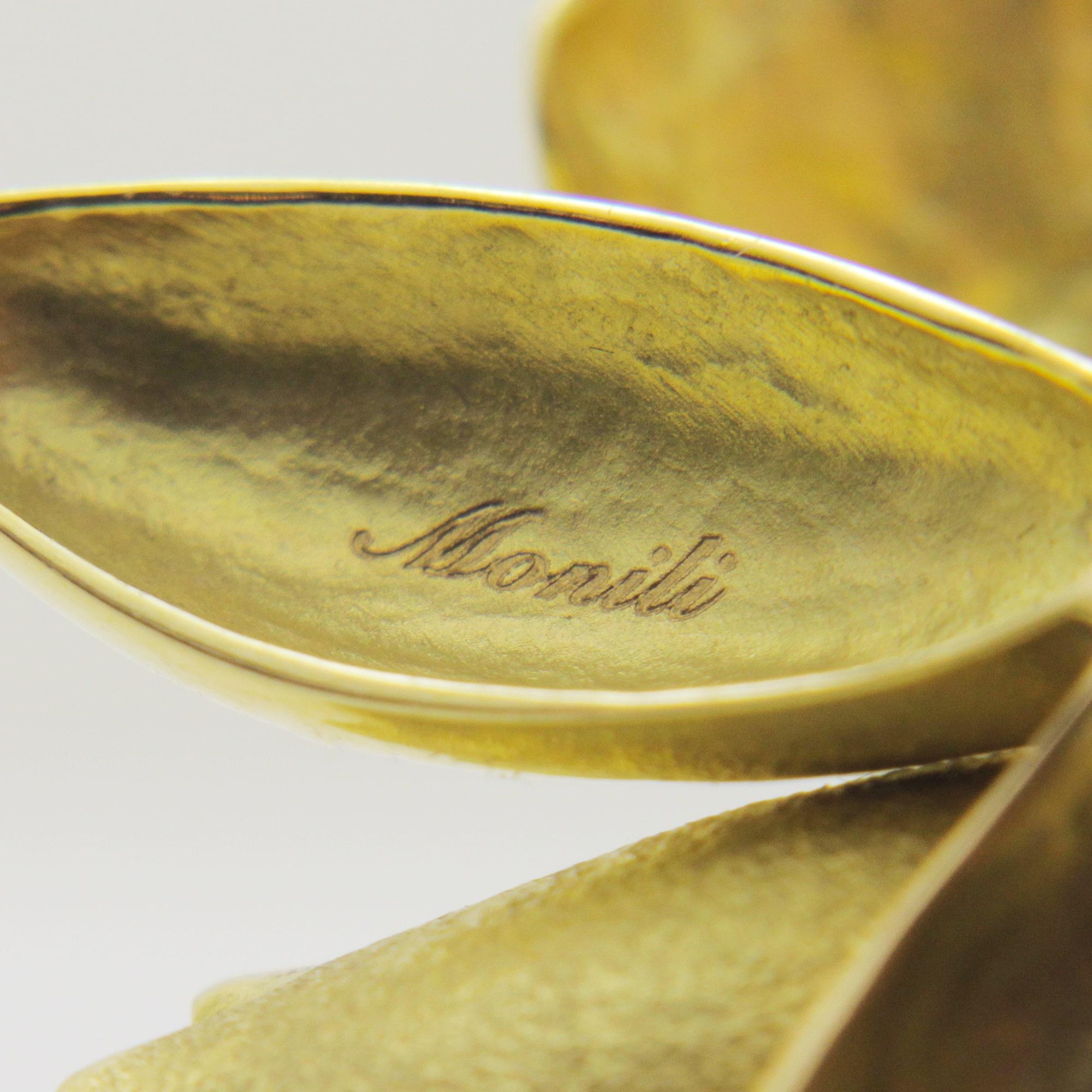 Uncut 18 Karat Gold, Large Orchid and Tahitian Pearl Pendant Enhancer