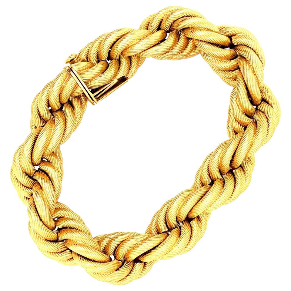 1960s Cartier Two-Tone Gold Rope Twist Chain Bracelet with Box For Sale ...
