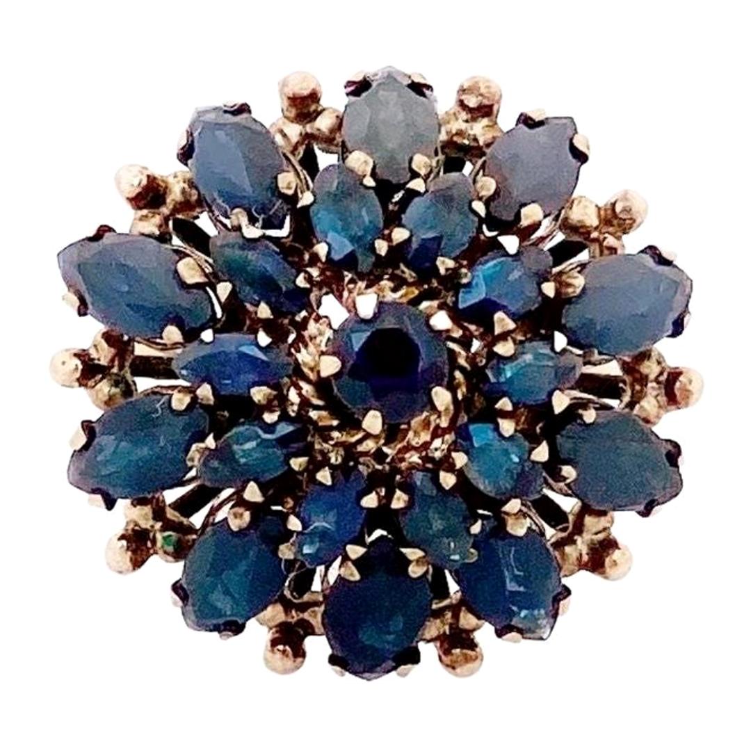 18 Karat Gold Layered Sapphire Gemstone Ring, 1960s