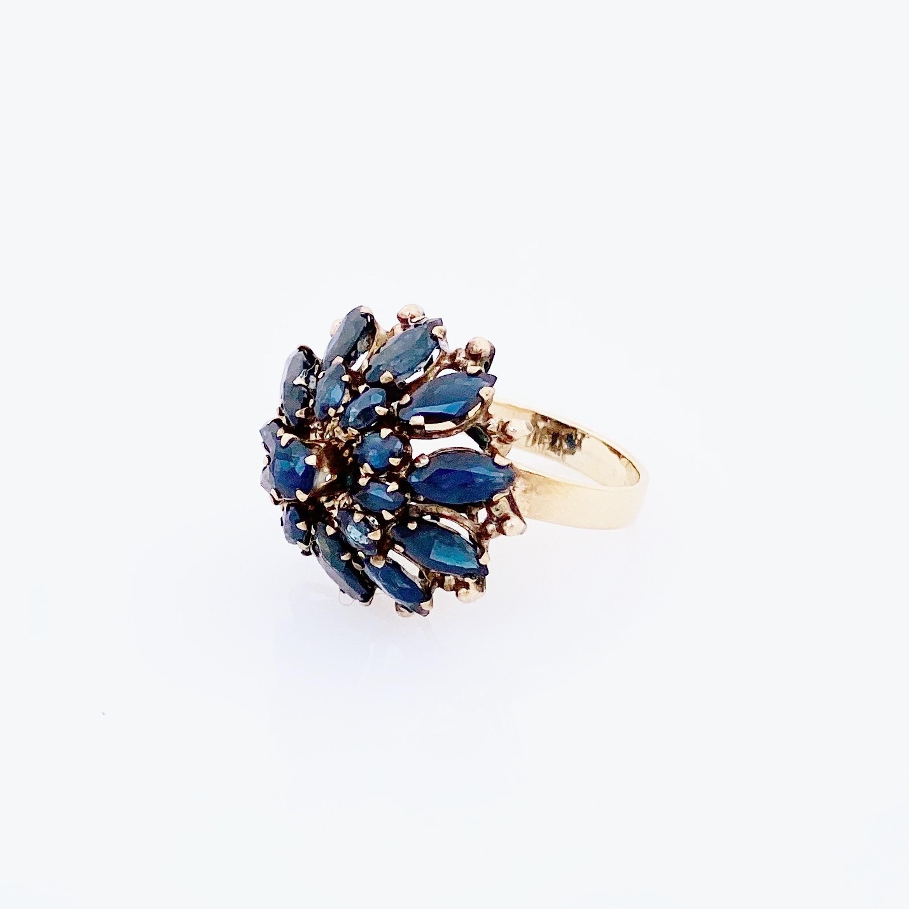 Modern 18 Karat Gold Layered Sapphire Gemstone Ring, 1960s