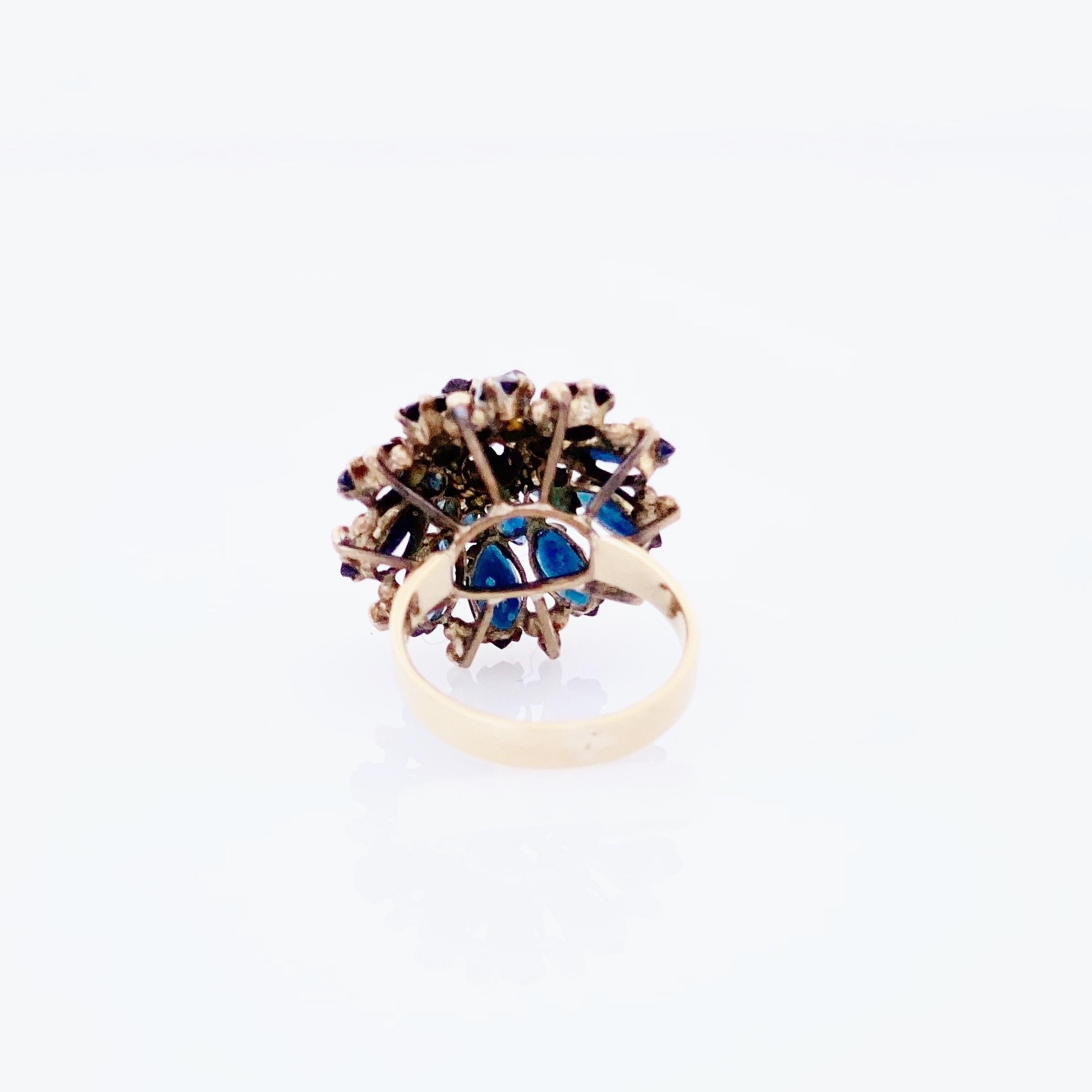 18 Karat Gold Layered Sapphire Gemstone Ring, 1960s In Good Condition In McKinney, TX