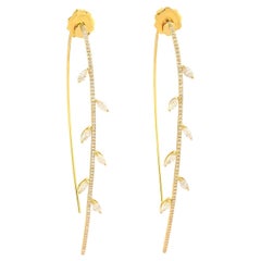 18 Karat Gold Leaf Diamond Earrings