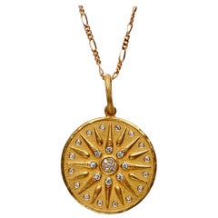 18 Karat Gold Letter M Necklace with Top Wesselton VVS Diamonds