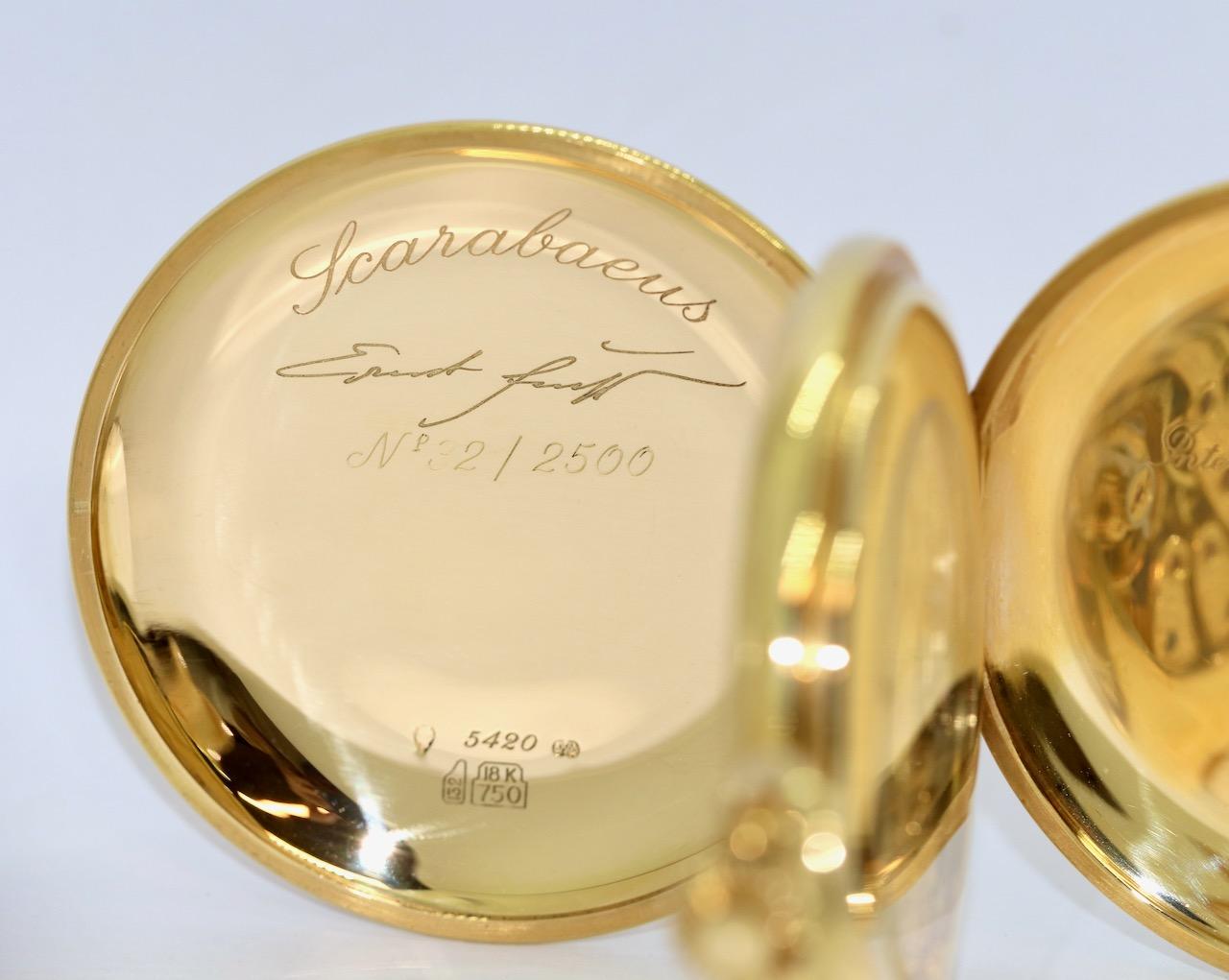 18 Karat Gold limited IWC Pocket Watch, Scarabaeus by Ernst Fuchs, Ref. 5420 For Sale 5