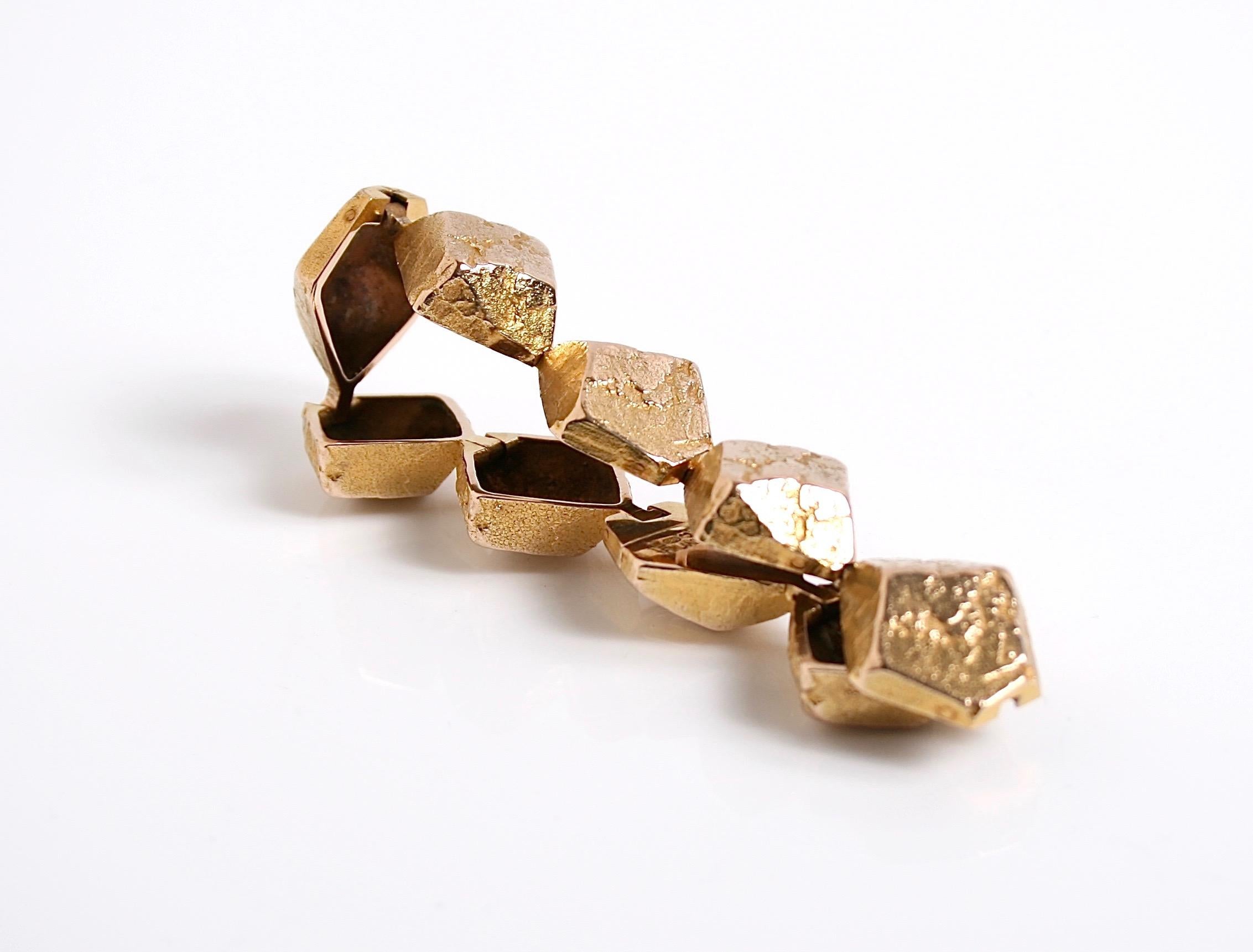  18 Karat Heavy Gold Link Bracelet designed by Bjorn Weckstrom Finland c.1964

