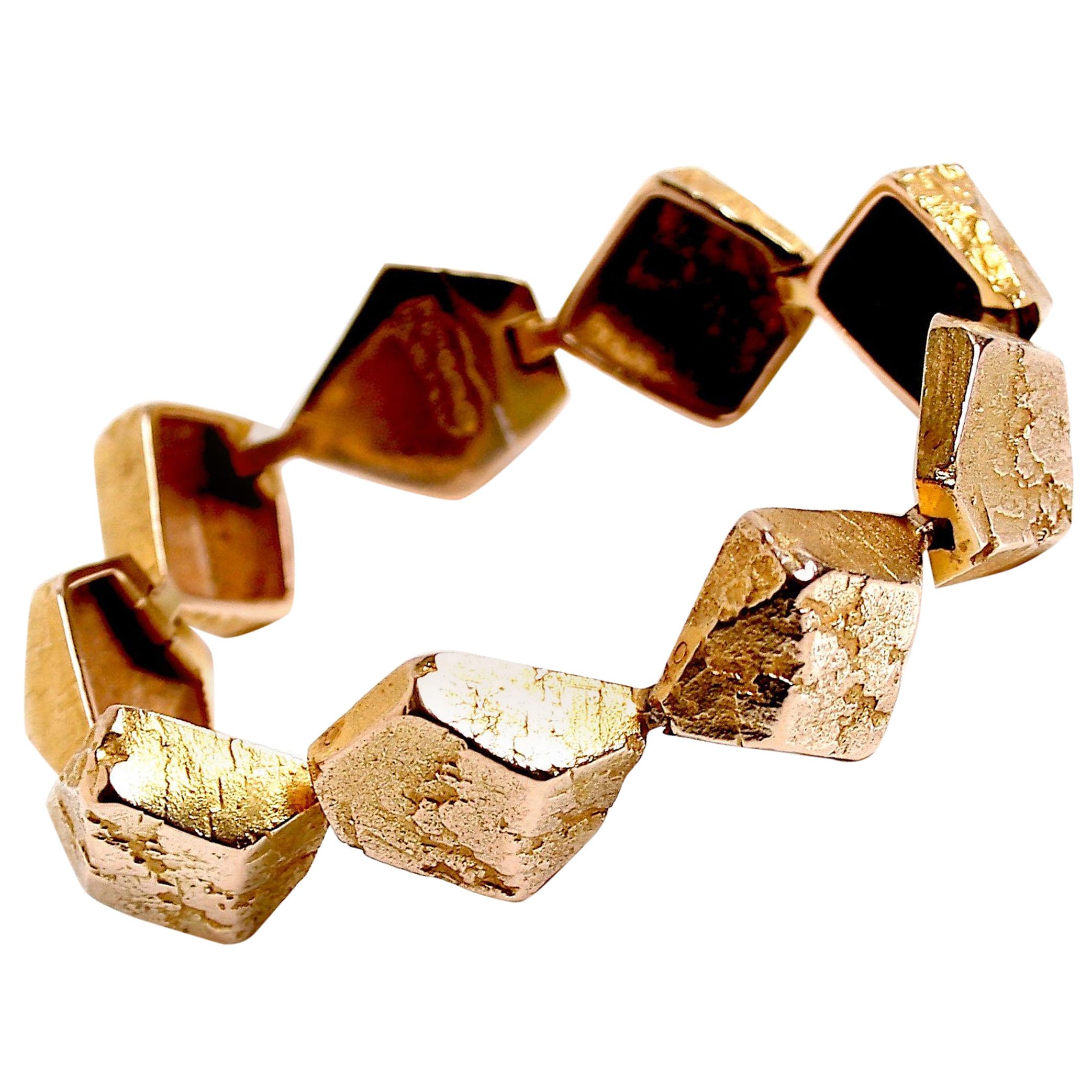 18 Karat Gold Link Bracelet Designed by Bjorn Weckstrom, Finland For Sale