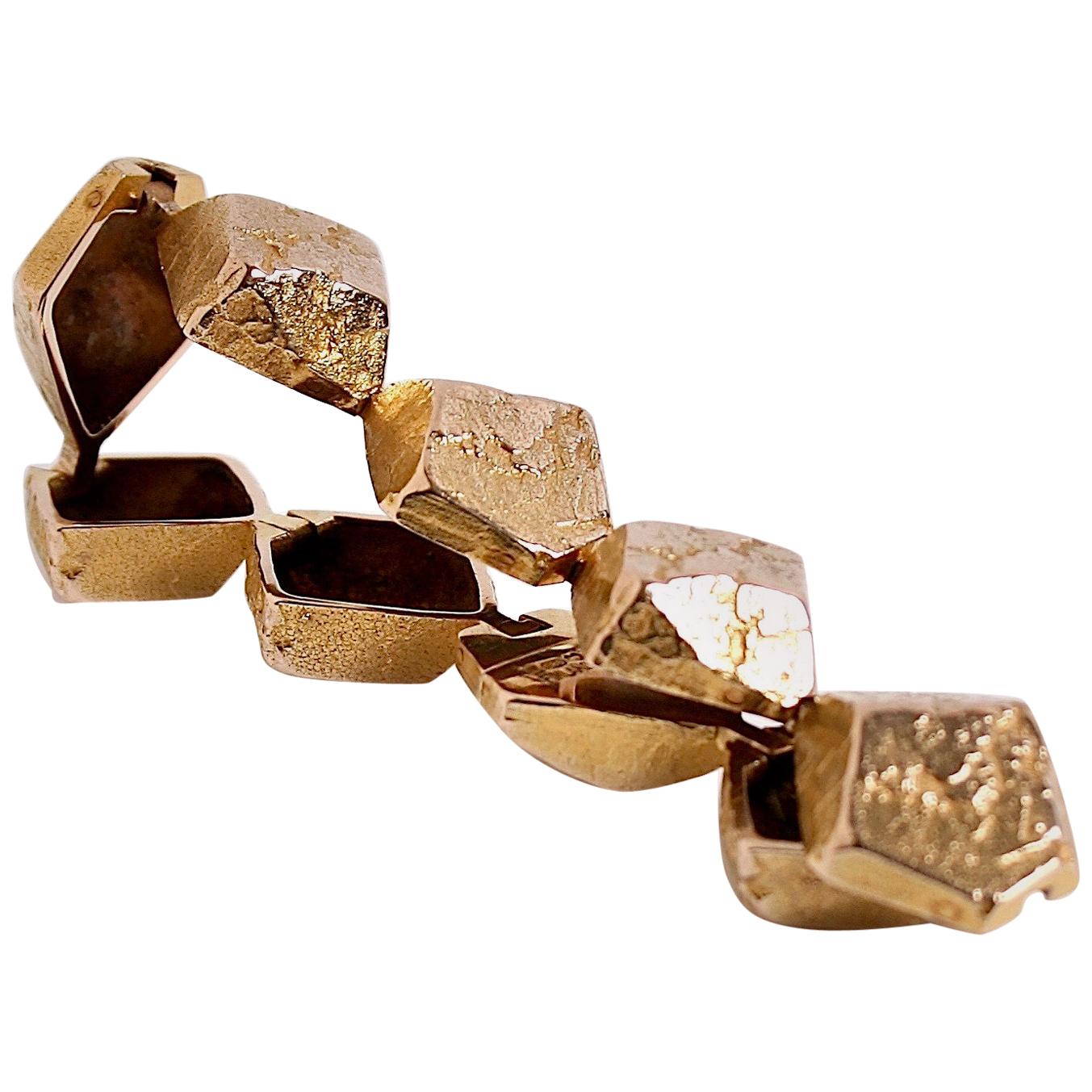  18 Karat Gold Link Bracelet Designed by Bjorn Weckstrom Finland For Sale