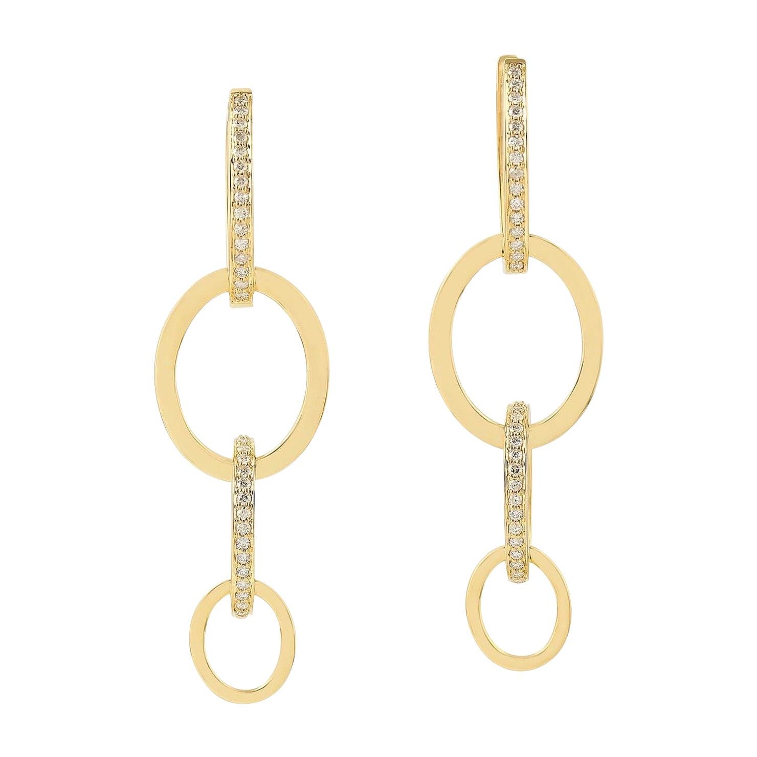 Interlocking 18 Karat Gold Diamond Earrings For Sale