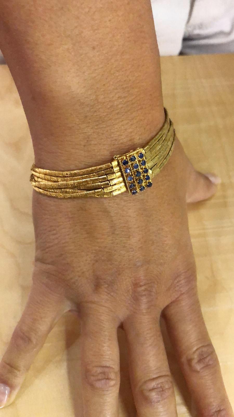 18 Karat Gold Gliederarmband mit Saphiren im Angebot 3
