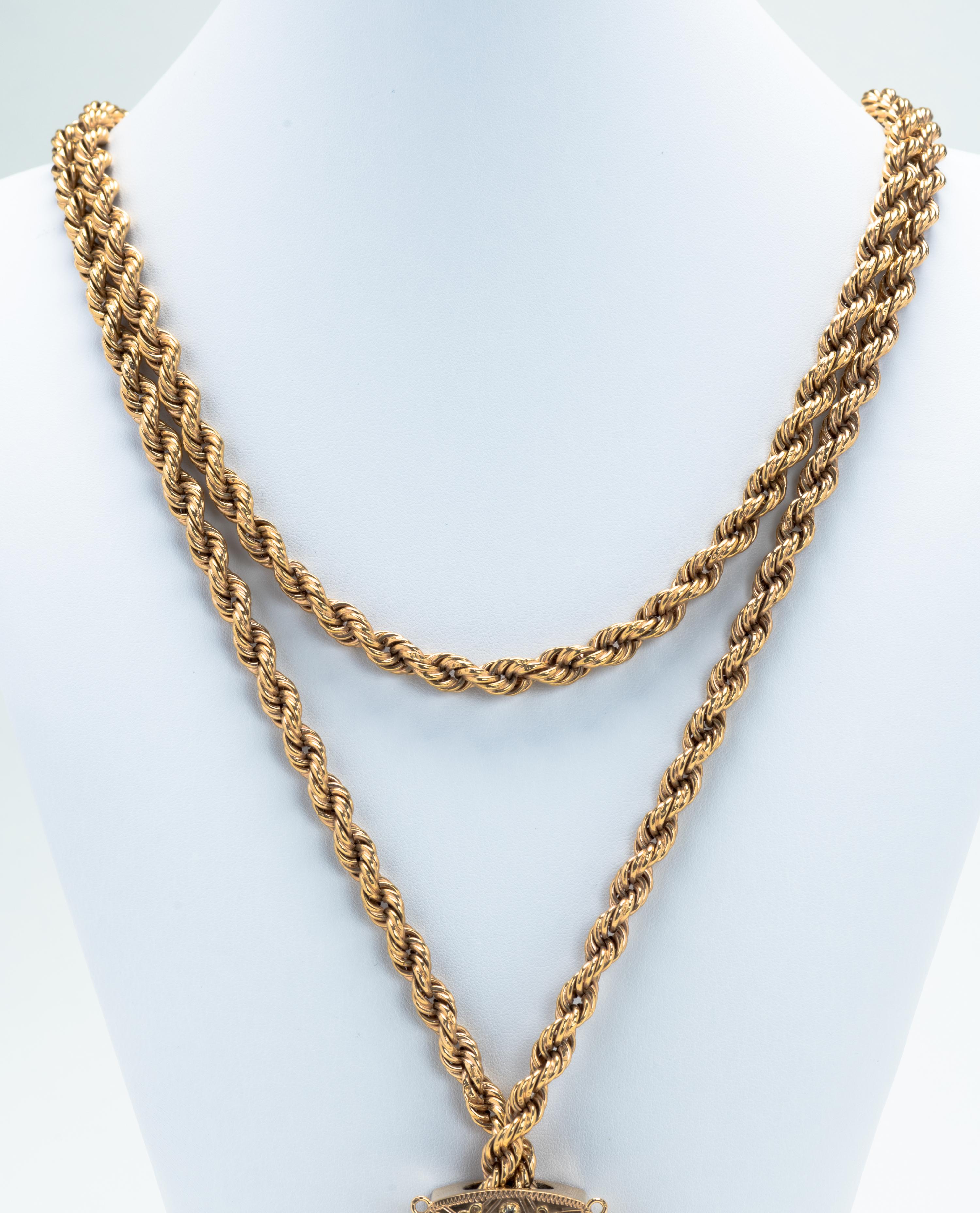 18 Karat Gold Long Rope Chain Necklace 