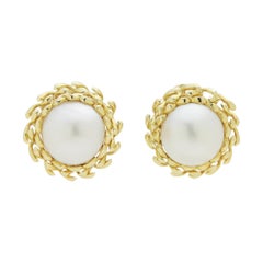 Vintage 18 Karat Gold Mabe Pearl Earrings