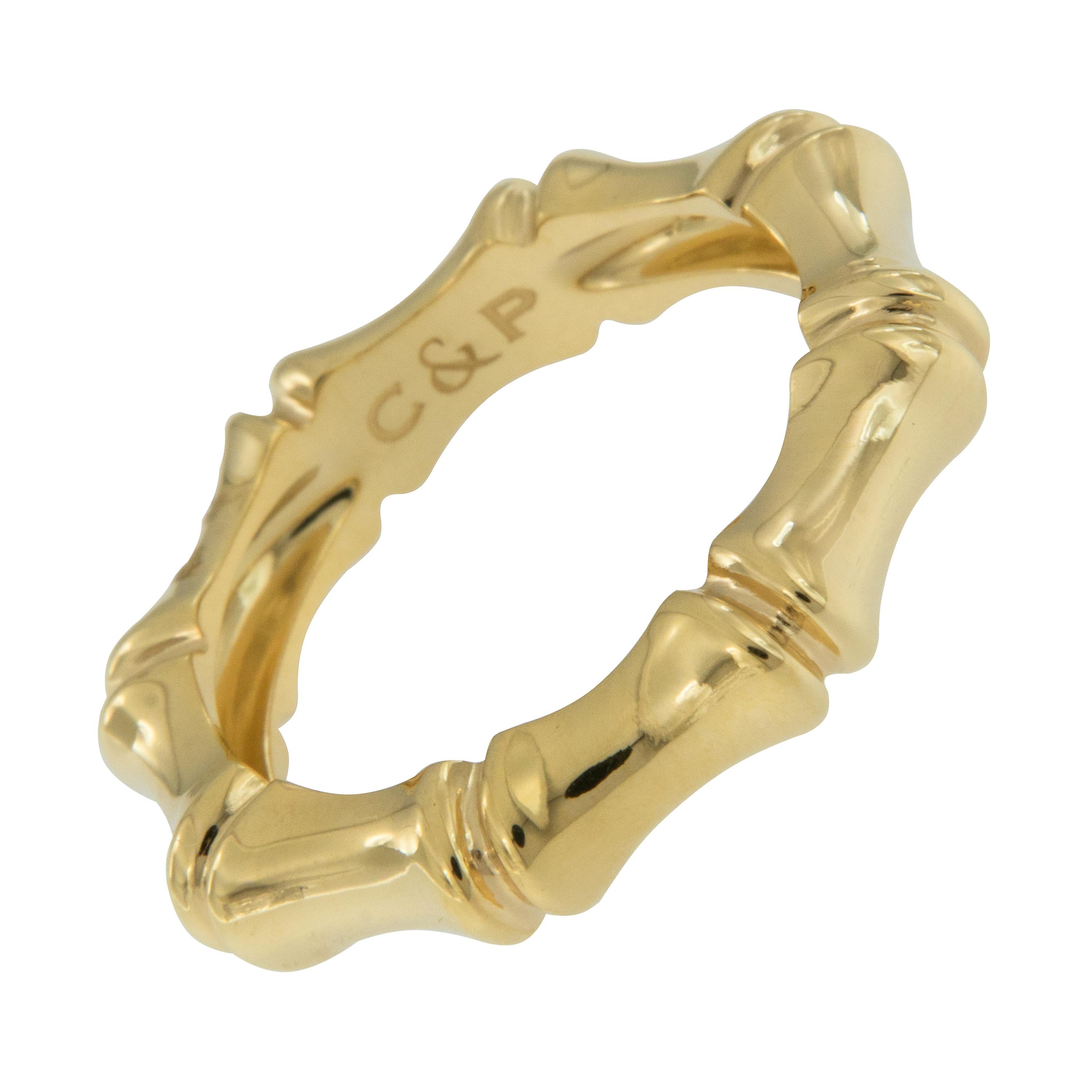 Bague « Made In Italy » en or 18 carats à motif de bambou Unisexe en vente