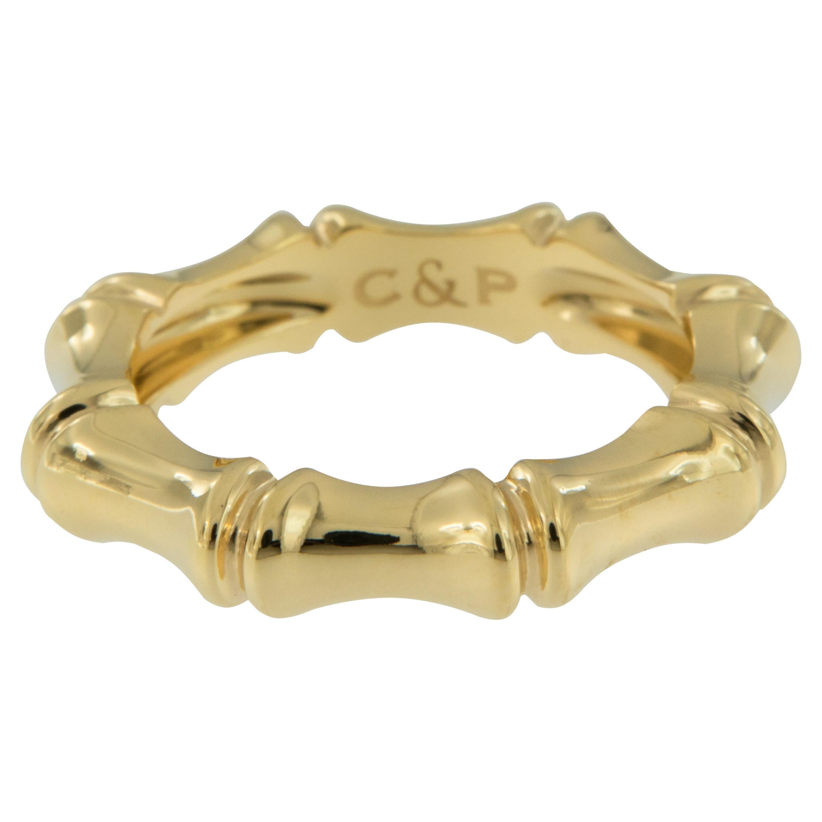 18 Karat Gold "Made In Italy" Bamboo Motif Ring For Sale