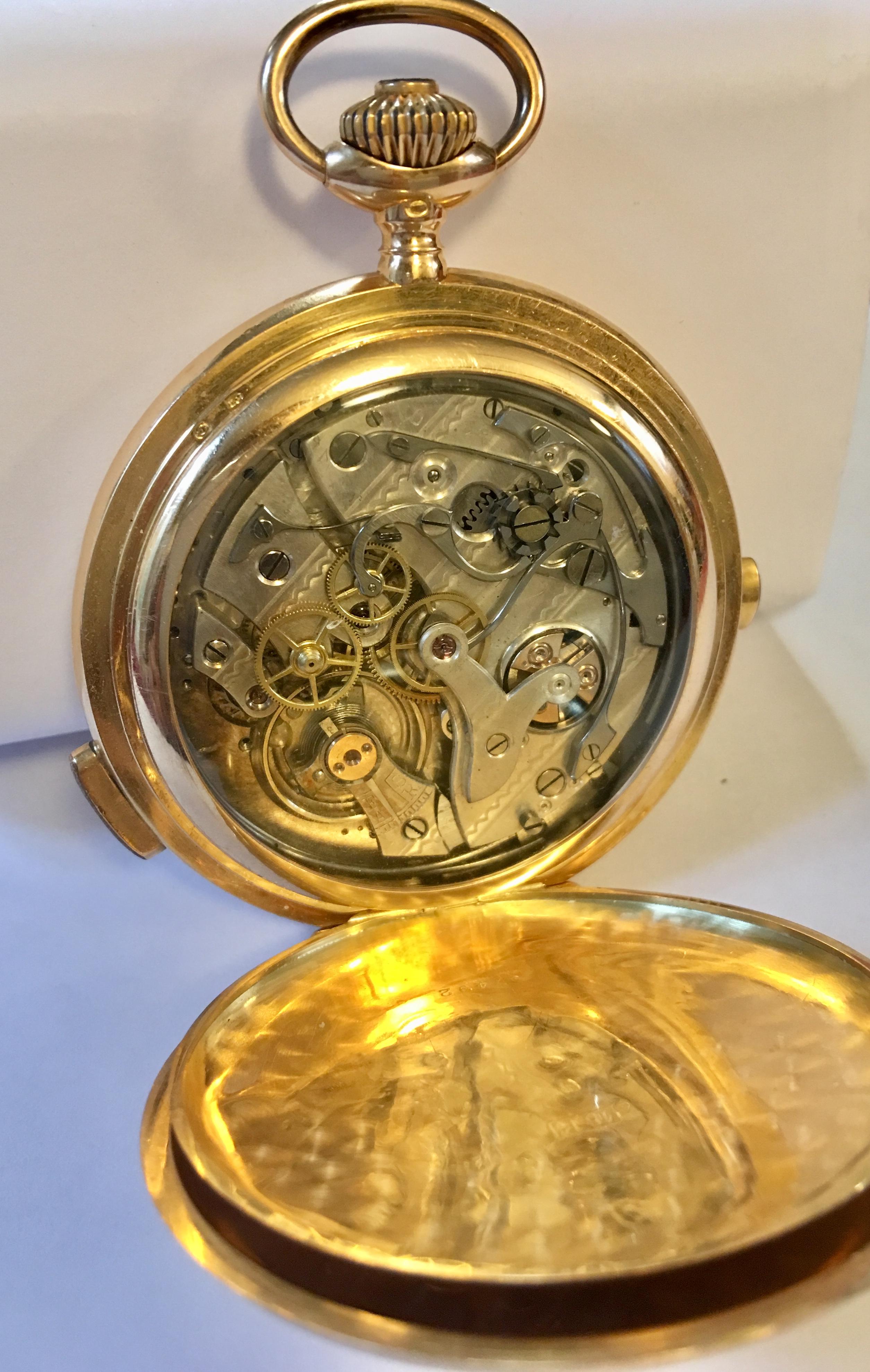 18 Karat Gold Minute Repeater Full Pocket Watch and Chronograph 1
