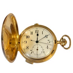 montre de poche complète à répétition minutes et chronographe en or 18 carats
