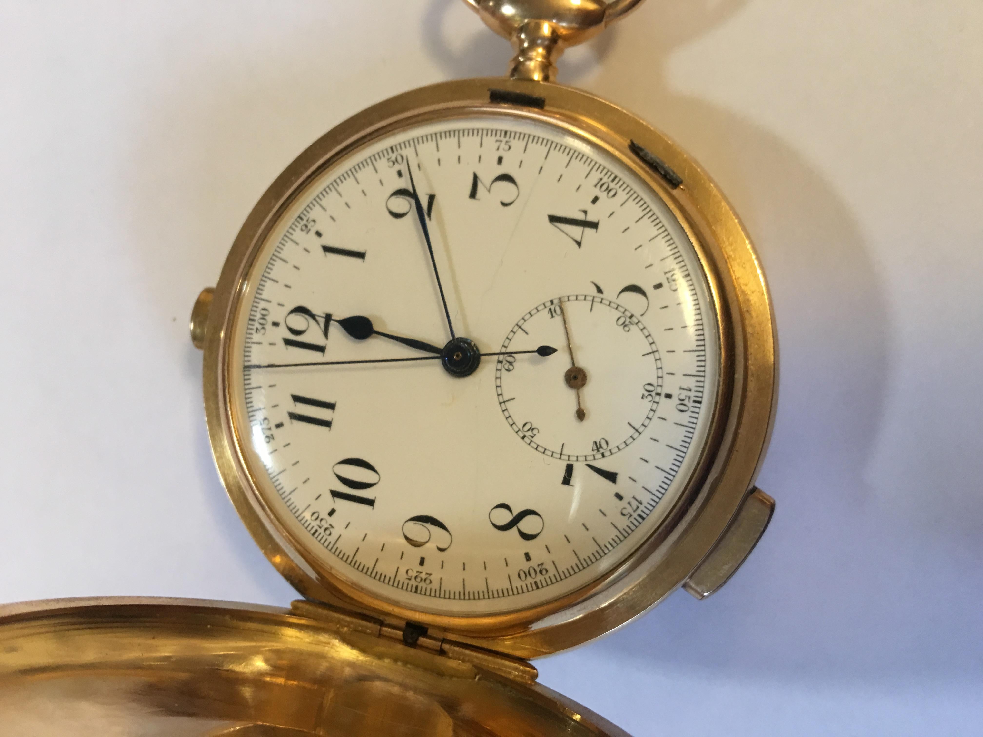 18 Karat Gold Minute Repeater Full Pocket Watch In Good Condition In London, Nottinghill