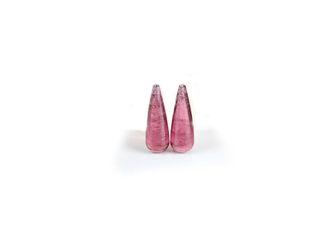 Yellow Gold Modern Drop Transformer Plum Clip-On Earrings with Pink Tourmaline For Sale 4