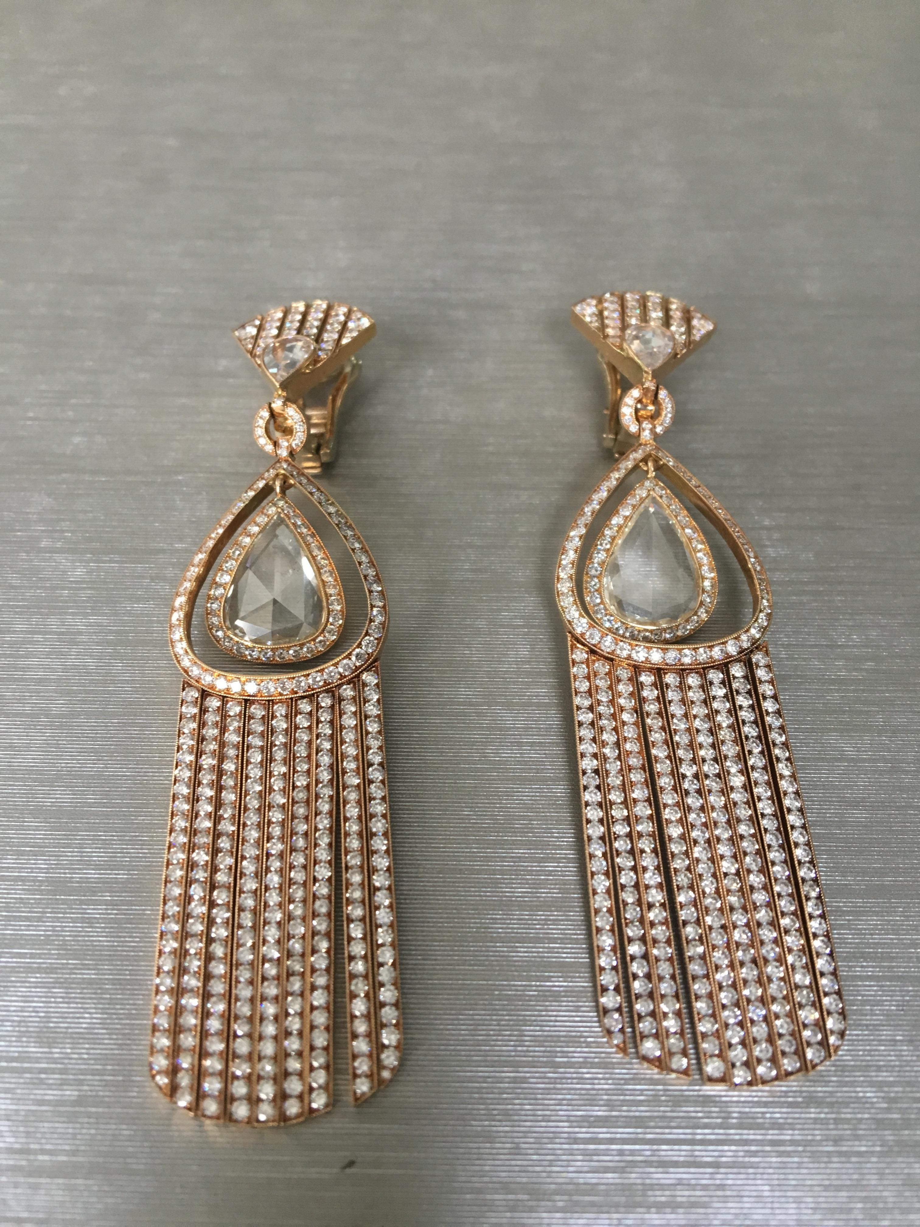 Contemporary 18 Karat Gold Monan 8.24 Carat Diamond Earrings