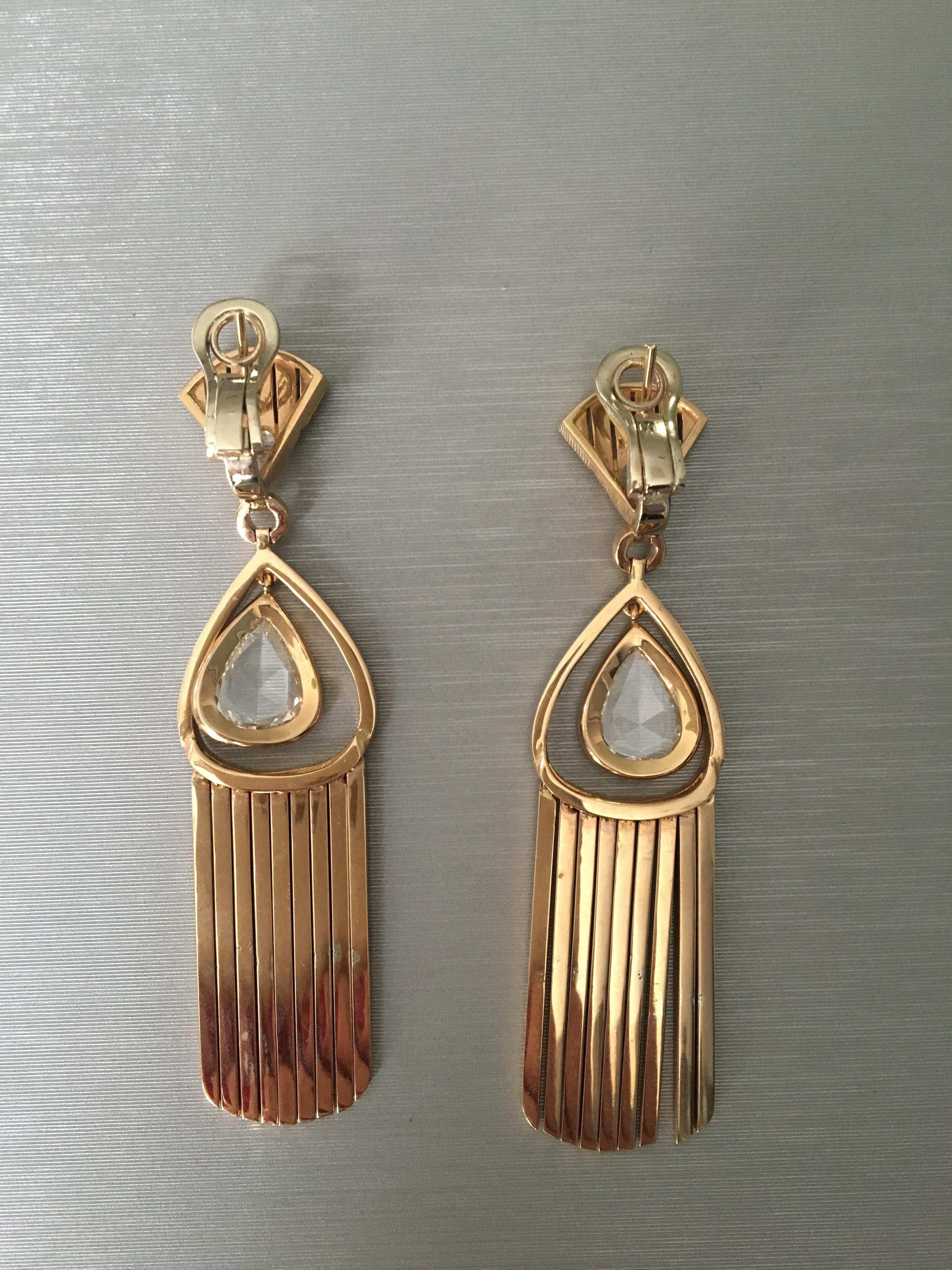 18 Karat Gold Monan 8.24 Carat Diamond Earrings In New Condition In Istanbul, TR