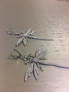 18 Karat Gold Monan "Dragonfly Earrings" with 3.85 Carat Diamonds and Rubies