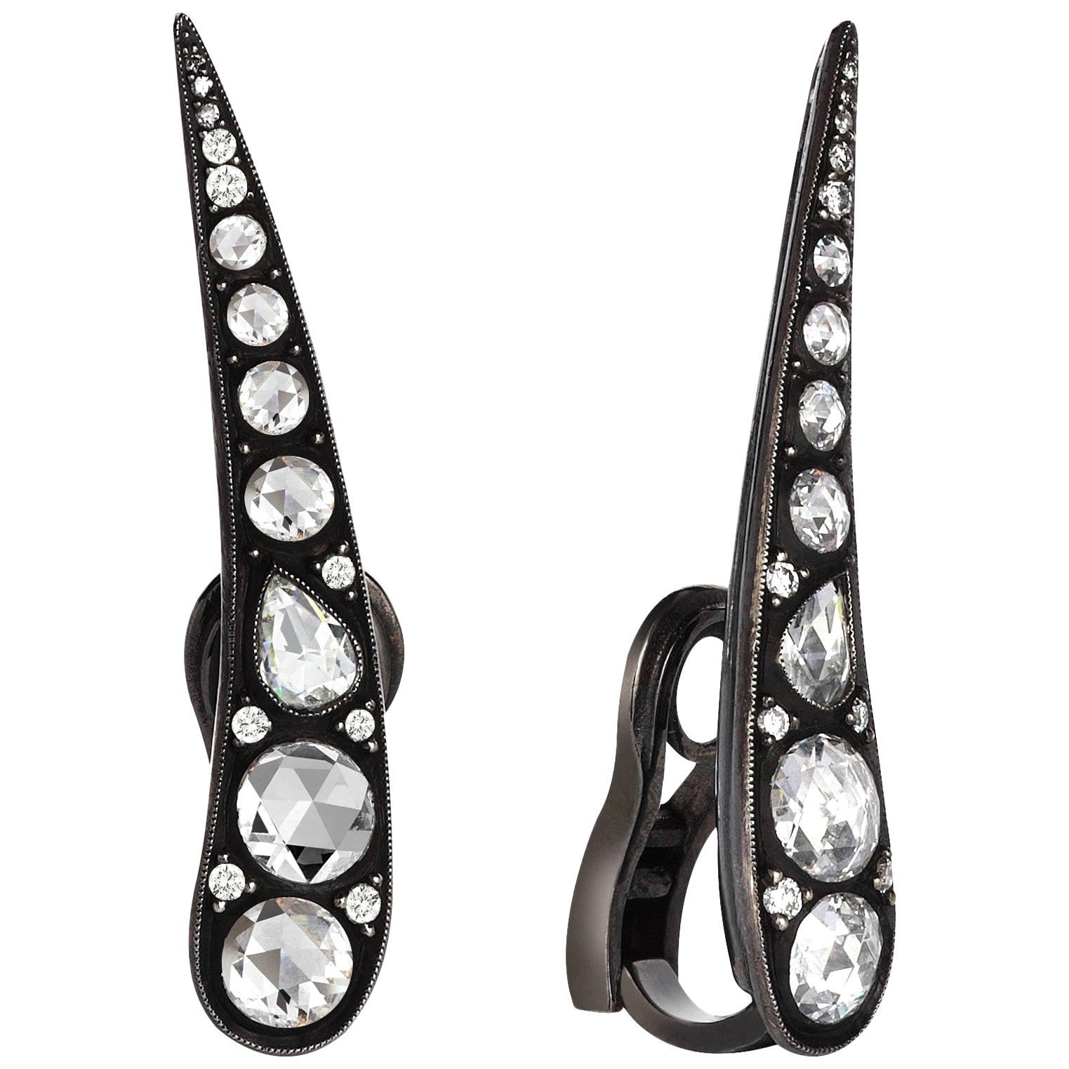 18 Karat Gold Monan Maleficent 1.16 Carat Diamond Earrings For Sale