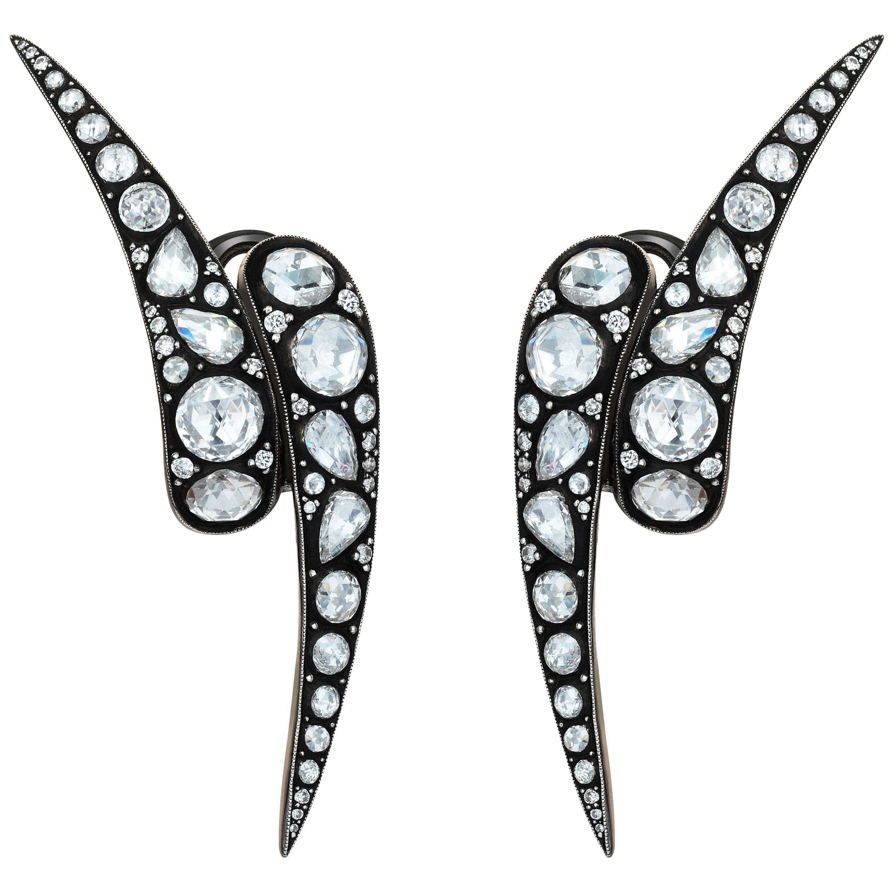 18 Karat Gold Monan Maleficent 3.04 Carat Diamond Earrings