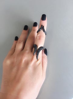 18 Karat Gold Monan Maleficent 3.46 Carat Black Diamond Two Rings