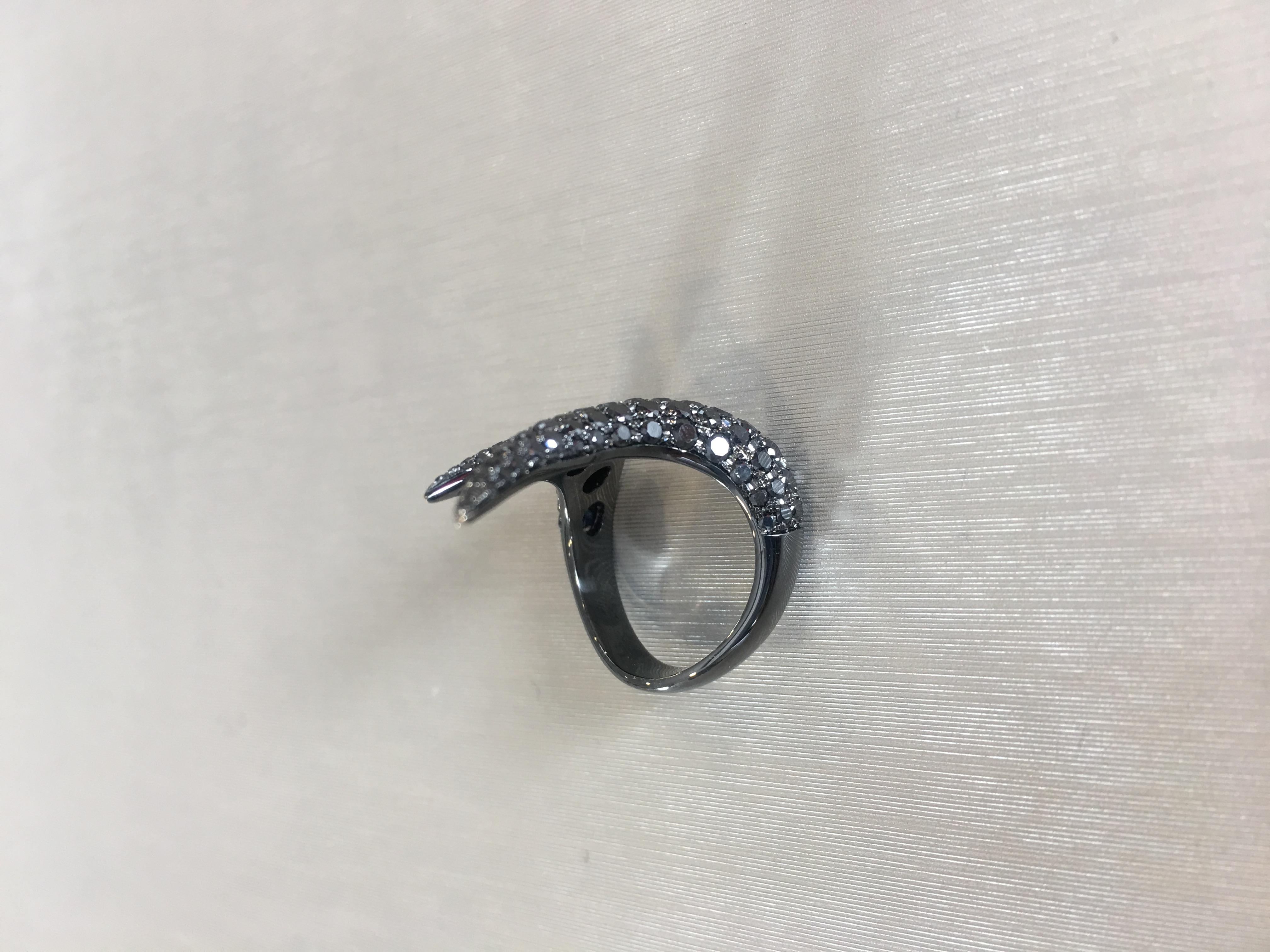 18 Karat Gold Monan Maleficent 3.46 Carat Black Diamond Two Rings In New Condition For Sale In Istanbul, TR